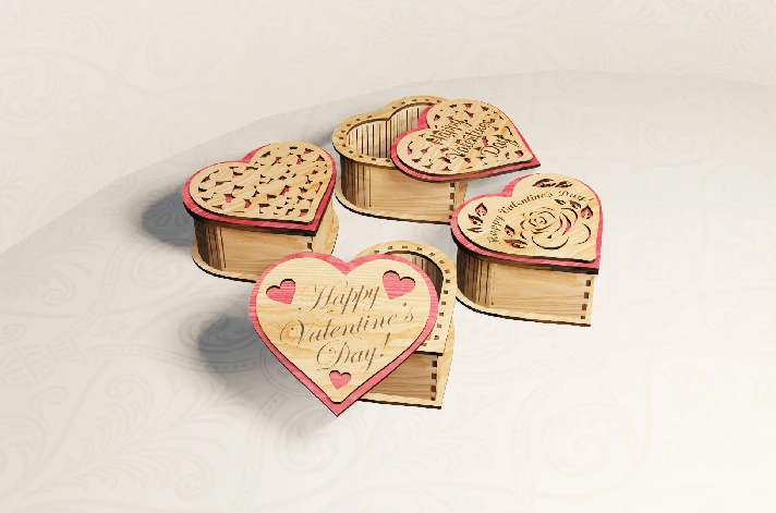 Valentine´s Day gift box laser cut files DXF SVG CDR AI