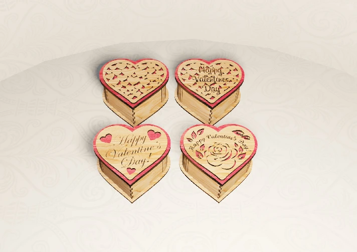 Valentine´s Day gift box laser cut files DXF SVG CDR AI