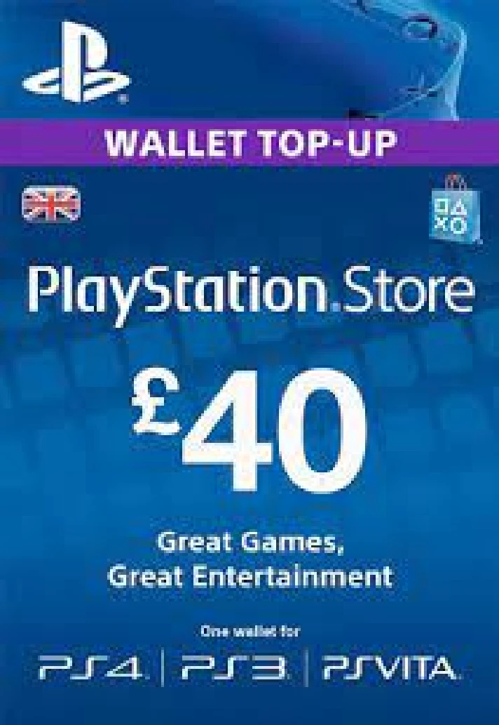 🔶PSN 40 Pounds (GBP) UK [Top-Up Wallet] Official Key