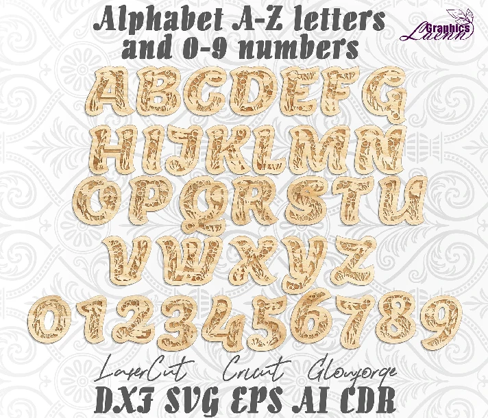 Marine alphabet a-z letters 0-9 numbers laser cut files