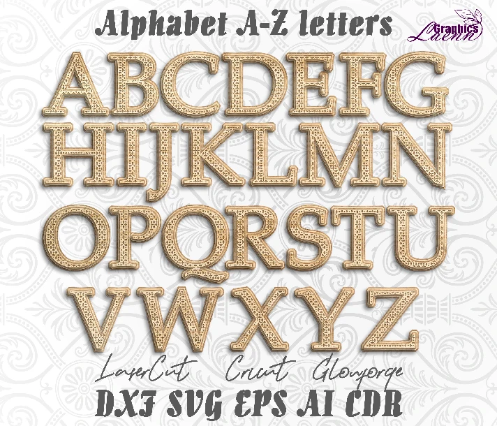 Multilayer alphabet a-z letters laser cut files