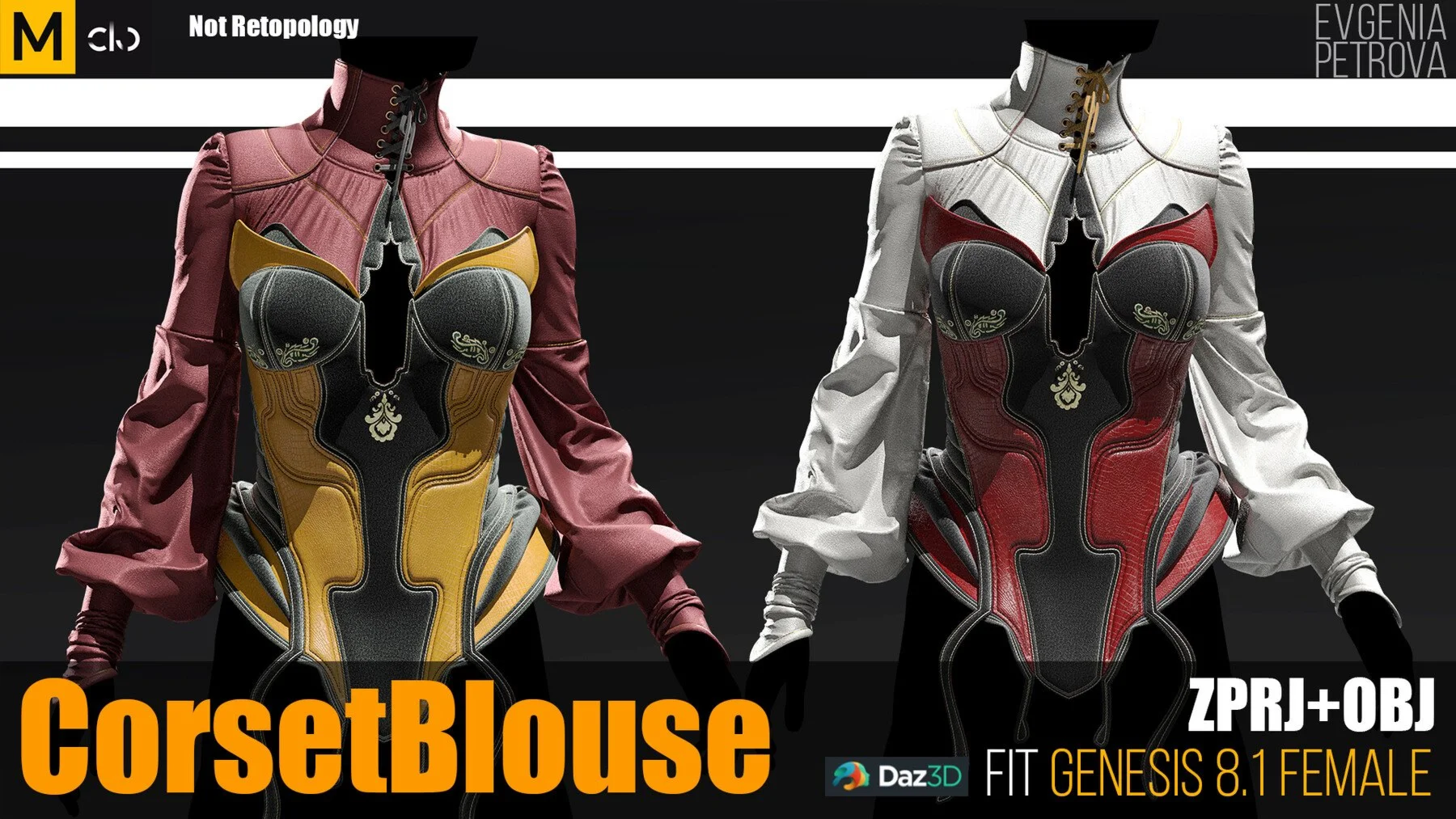 Corset Blouse. Md, Clo3d project + OBJ