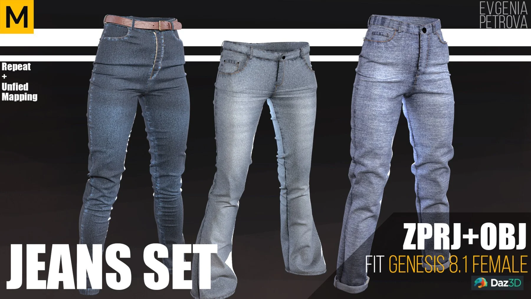 JEANS SET. MARVELOUS DESIGNER PROJECTS+OBJ
