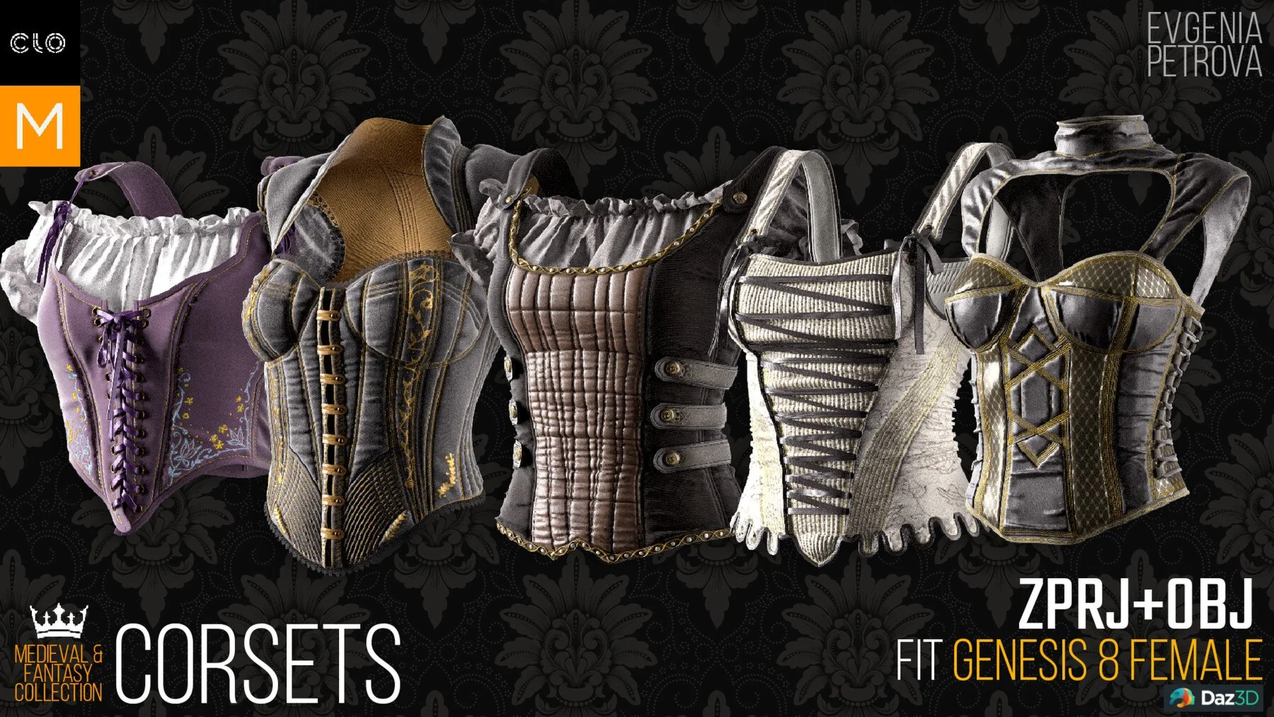 5 corsets. Clo3d, MD projects + OBJ