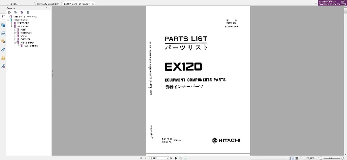 HITACHI EX120 PARTS LIST EQUIPMENT COMPONENTS PARTS