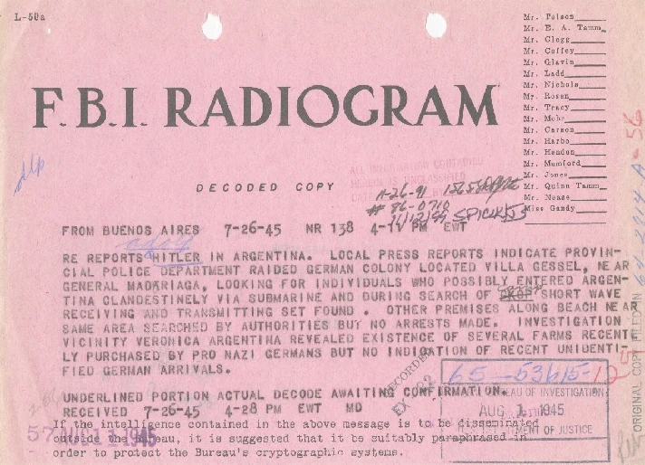 FBI Papers on the Search for Adolf Hitler, Volume 1