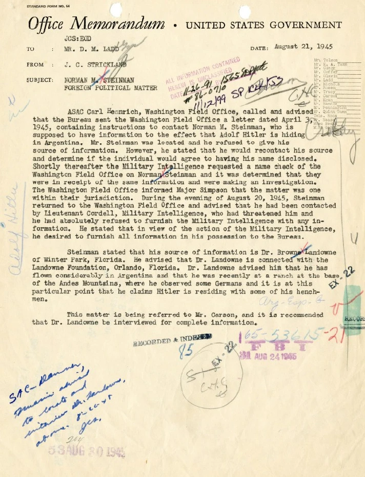 FBI Papers on the Search for Adolf Hitler, Volume 1