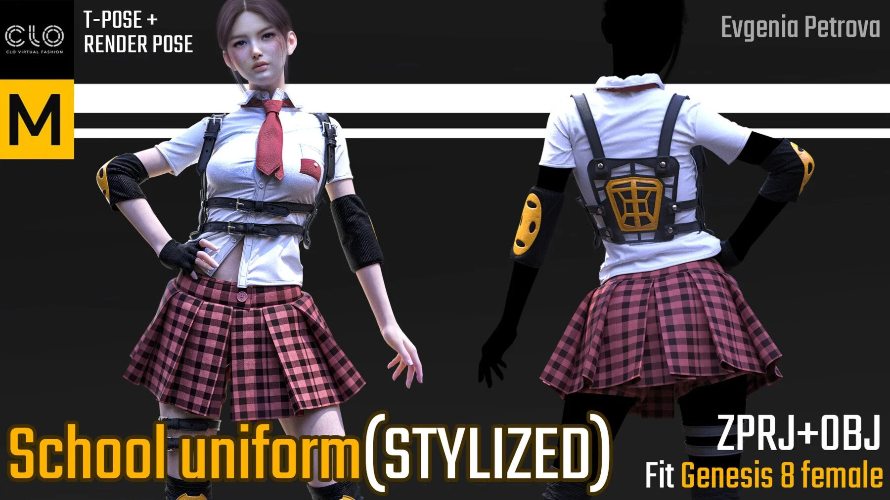 School uniform. Clo3d, MD projects. T-pose+render file(