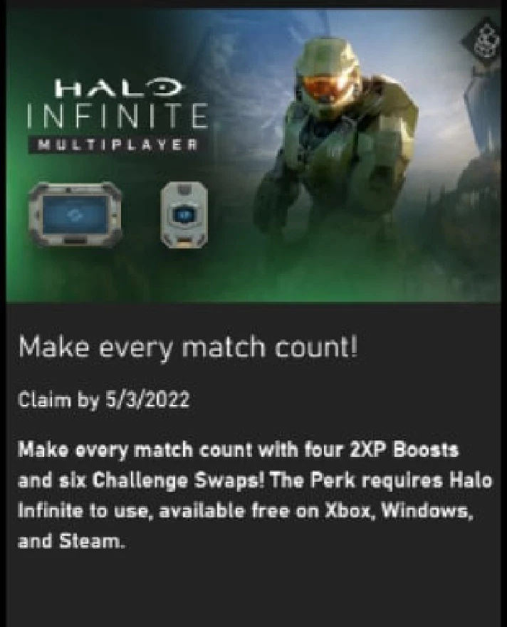 HALO INFINITE Multiplayer 2 XP Boost + SIX Challenge 🔑