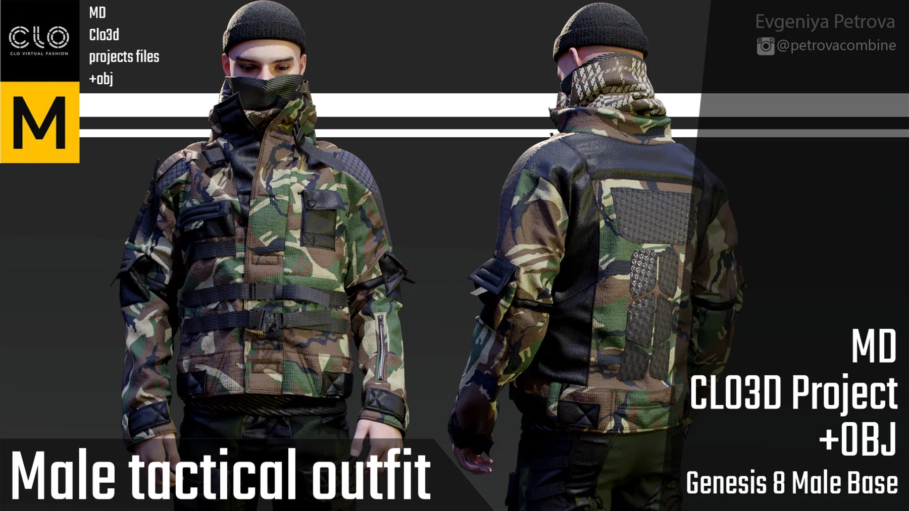 Male tactical outfit. Marvelous Designer, Clo3d project