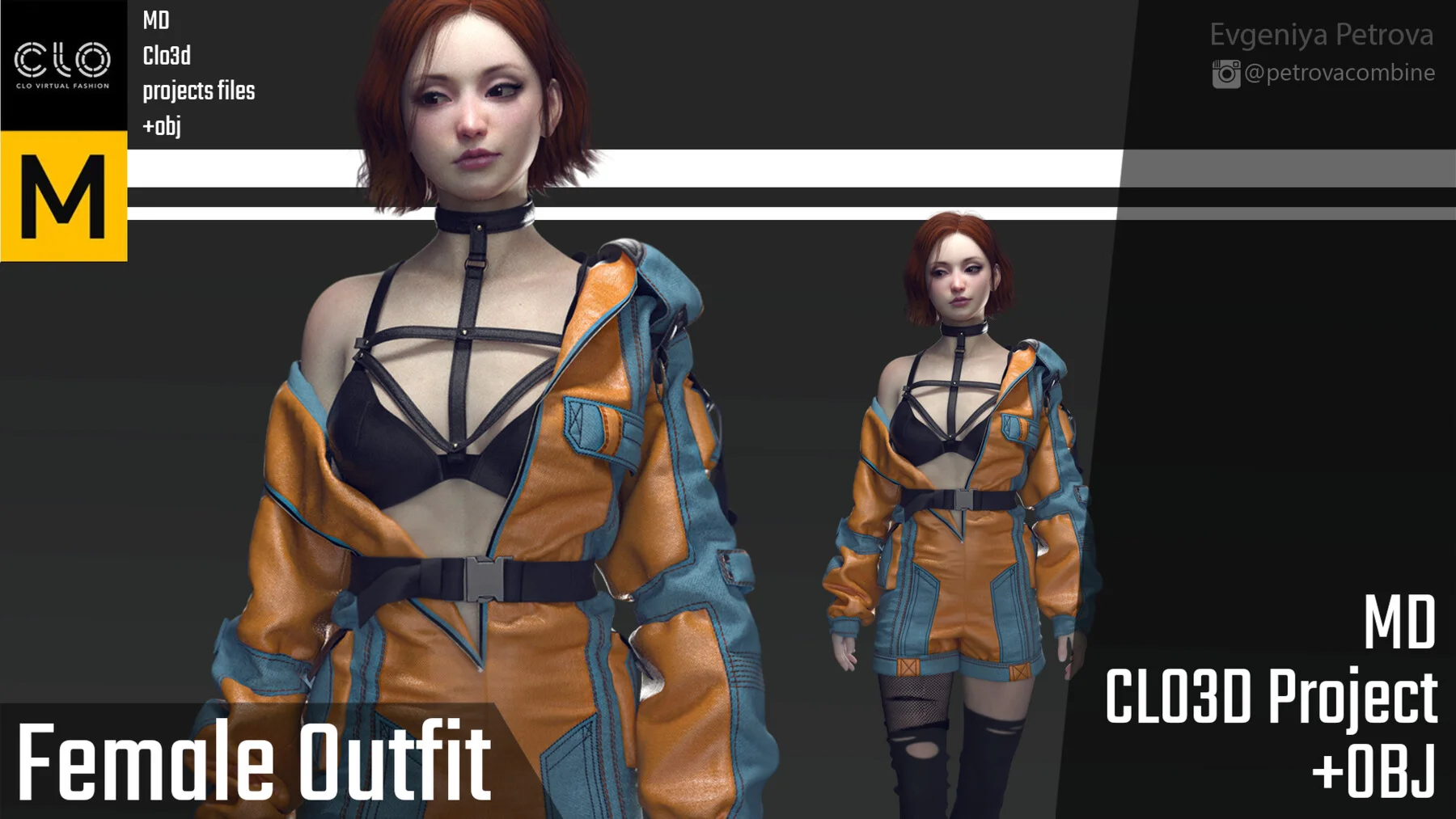 Female Outfit. Marvelous Designer Clo3d project + OBJ