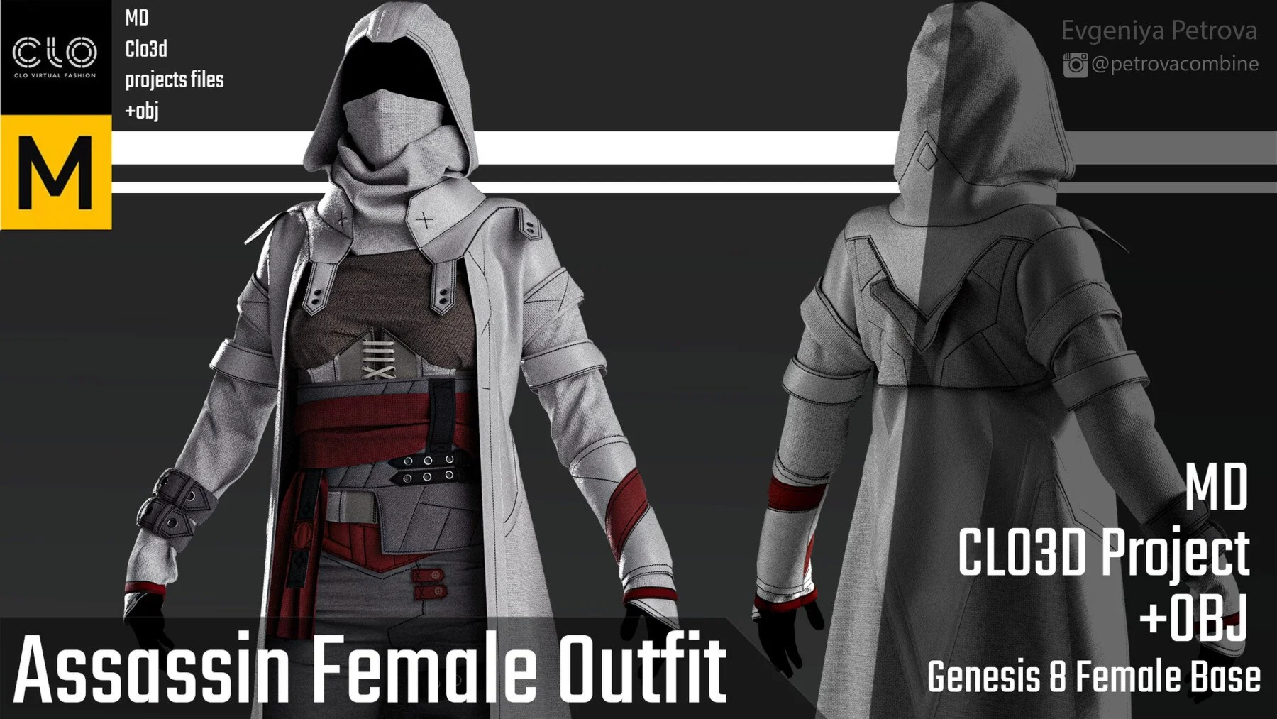 Assassin Female Outfit. Marvelous Designer, Clo3d