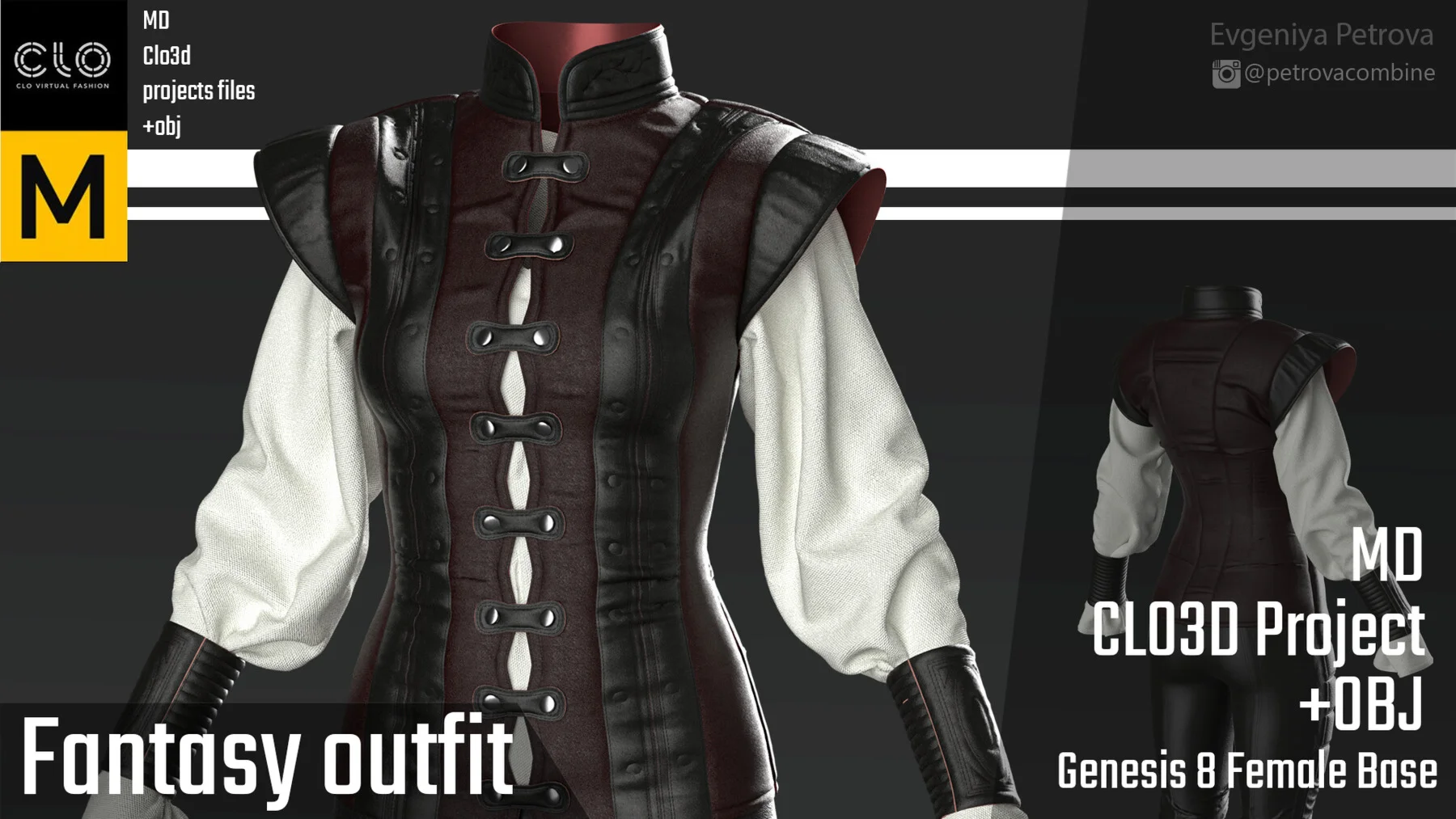 Fantasy outfit. MD Clo3d project + OBJ