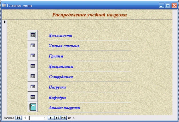 База данных Учет нагрузки преподавателей ВУЗа.mdb