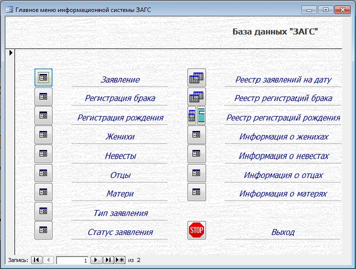 Registry Office database Access