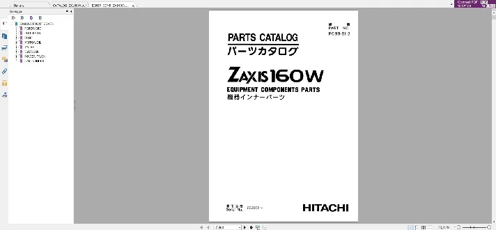 HITACHI ZX160W PARTS CATALOG