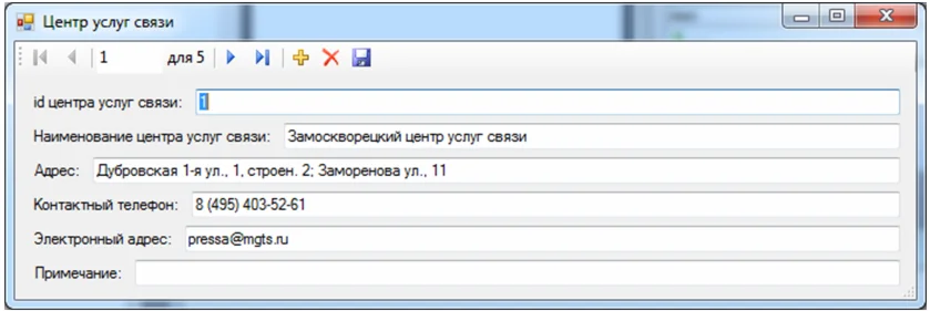 База данных Учет абонентов C#