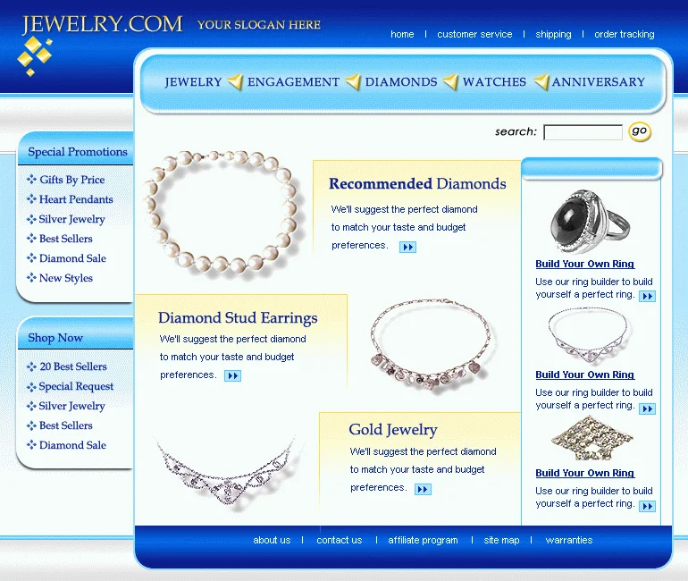 Шаблон для сайта ювелирной компании №1 (TElegantEssentials)