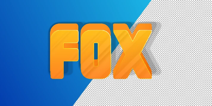 FOX 3D font effect with highlights and drop shadow