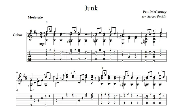 Junk (Пол Макартни) для гитары