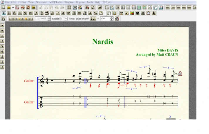 NARDIS by Miles DAVIS for 6-string guitar