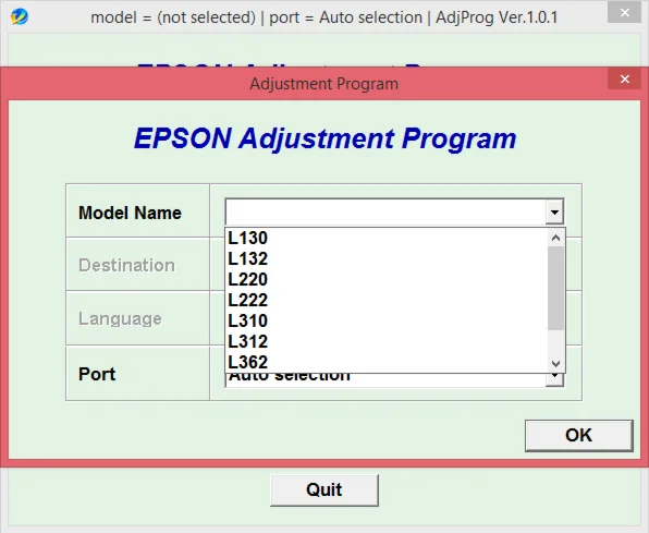 Epson L130, L132, L220, L222, L310, L312, L362, L364,