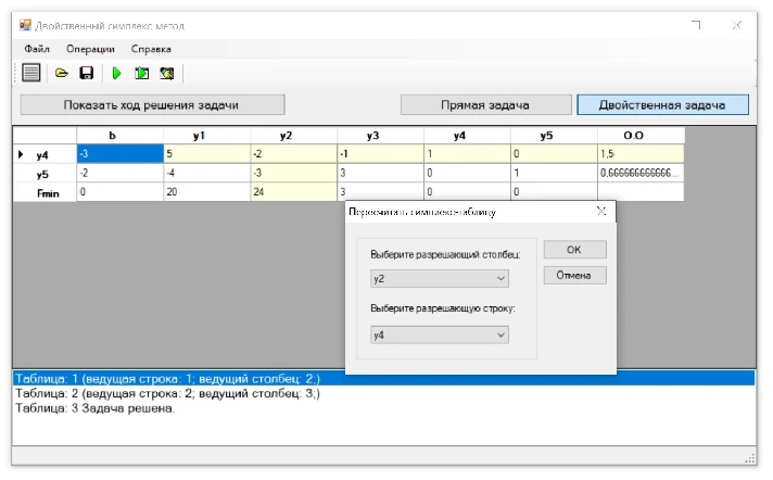 Dual simplex method. Coursework, C# sources.