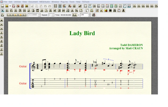 LADY BIRD by Tadd DAMERON for 6-string guitar