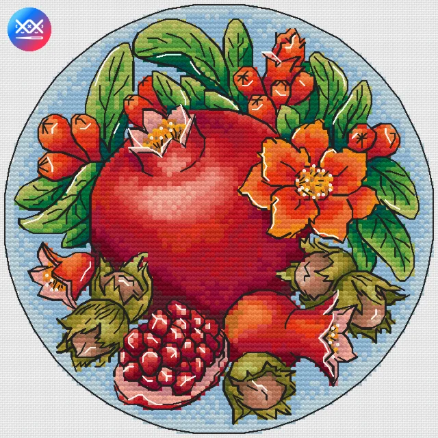 Эксклюзив. схема для вышивки крестом Гранат и фундук