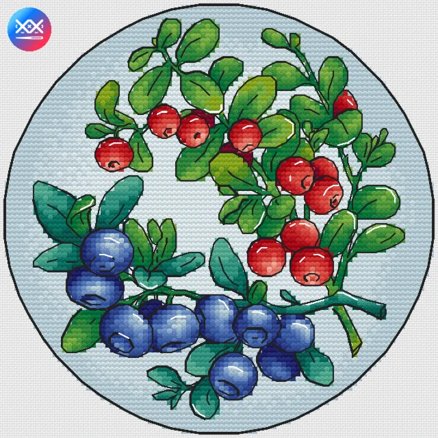 Эксклюзив. схема для вышивки крест Голубика и брусника