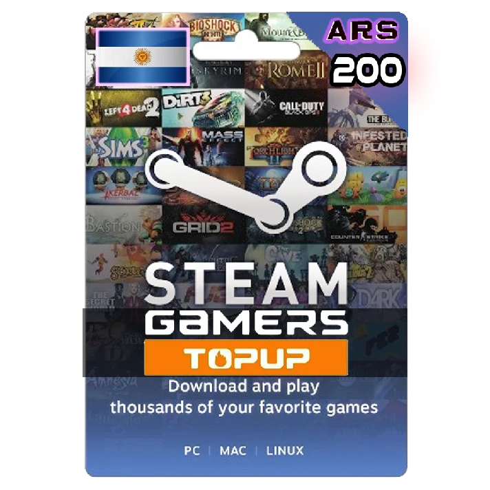 🔥🔥🔥STEAM WALLET GIFT CARD 200 ARS ARG (ARGENTINA)✅