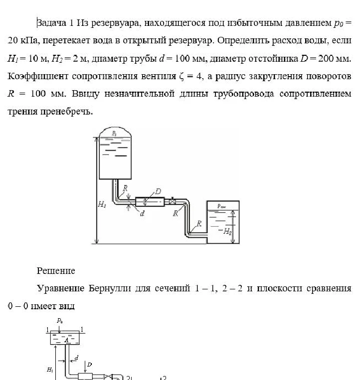 Task 1 From a reservoir under excess pressure