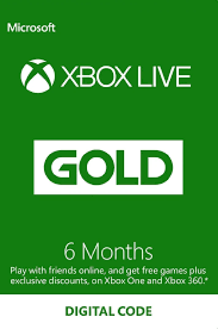 🟩XBOX LIVE Gold 6 Months PrepaidCode (RENEW)(0% Fee)🌏