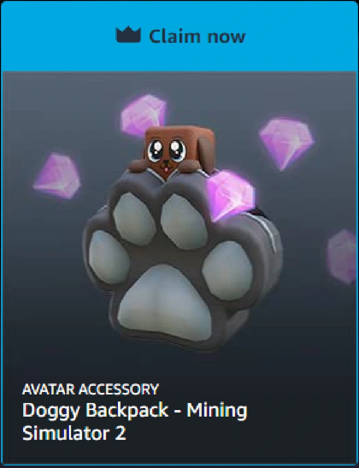 CODE💎 ROBLOX Doggy Backpack - Mining Simulator 2 💎