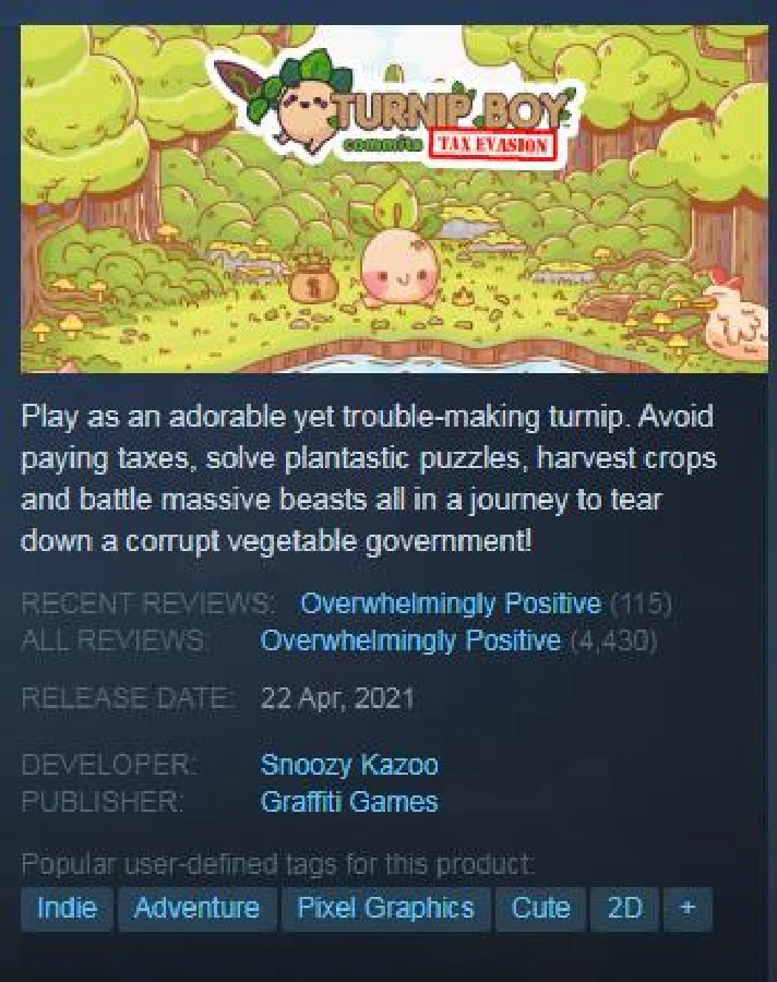 Turnip Boy Commits Tax Evasion (Steam Key/Region Free)