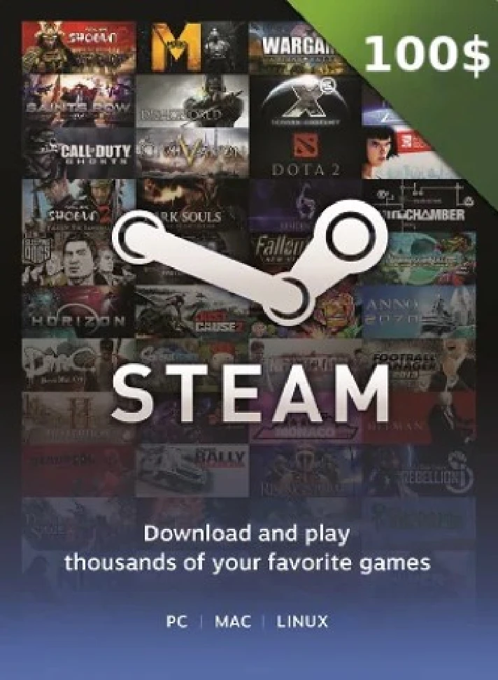 ✅ Steam Wallet Gift Card - $100 USD (USA)  💳 0 %