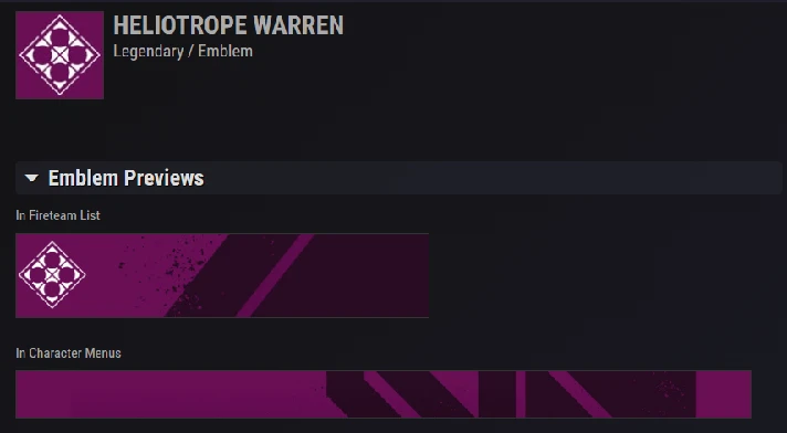 Destiny 2 Emblem Heliotrope Warren PC/PS/XBOX