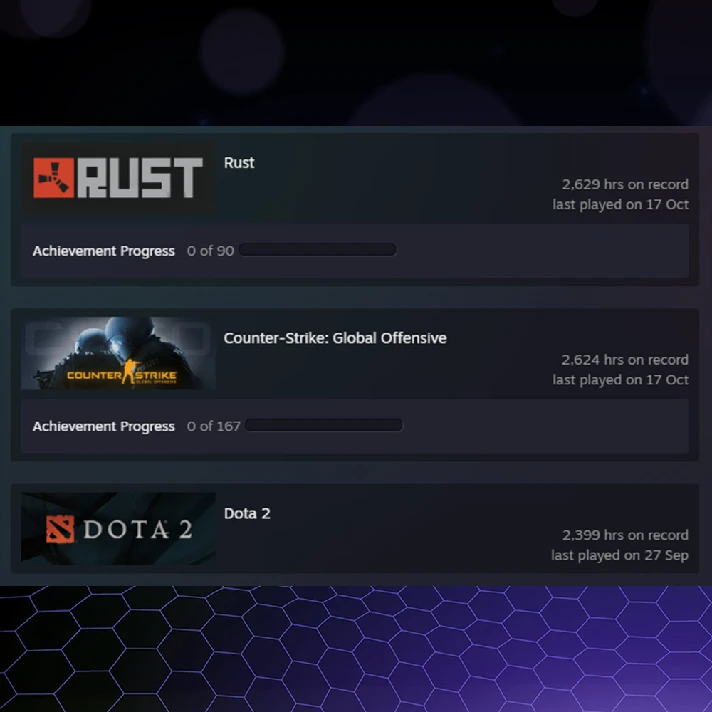 ✴️ RUST ACCOUNT| 2600 HOURS|56 DROPS SKINS + 44 GAMES