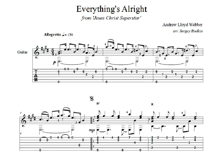 Everything´s Alright (Jesus Christ Superstar)for guitar