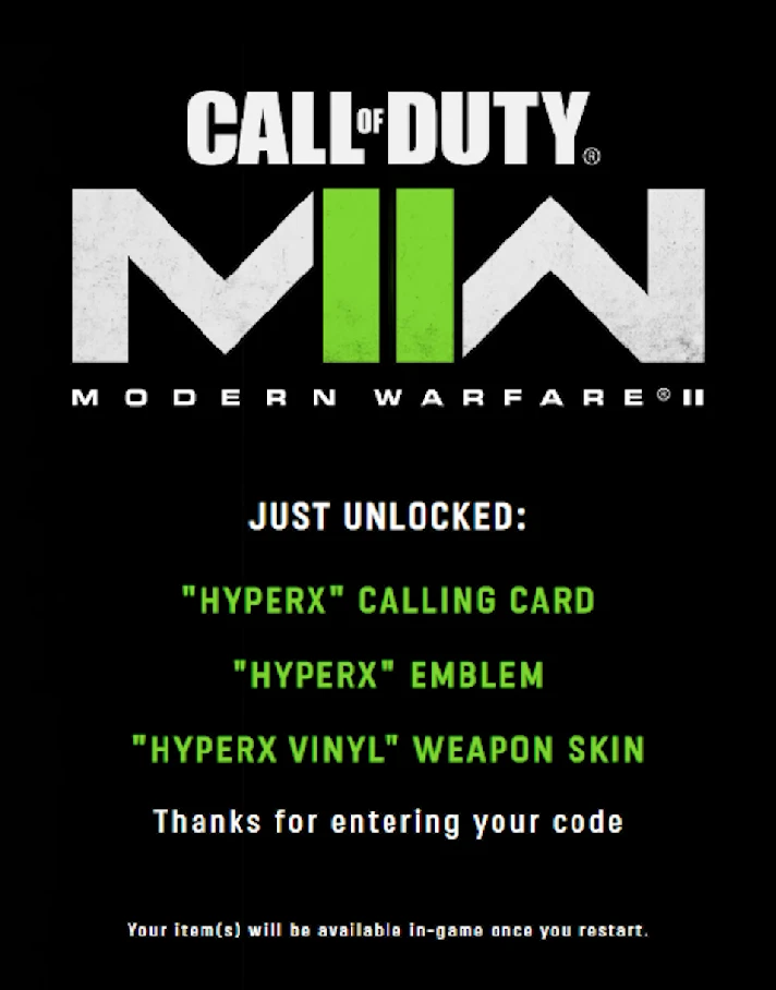 💥HyperX - COD Modern Warfare 2: Skin, Card, Emblem