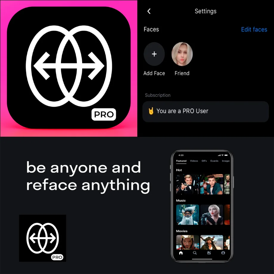  Reface Face Swap AI Generator PRO iPhone ios AppStore
