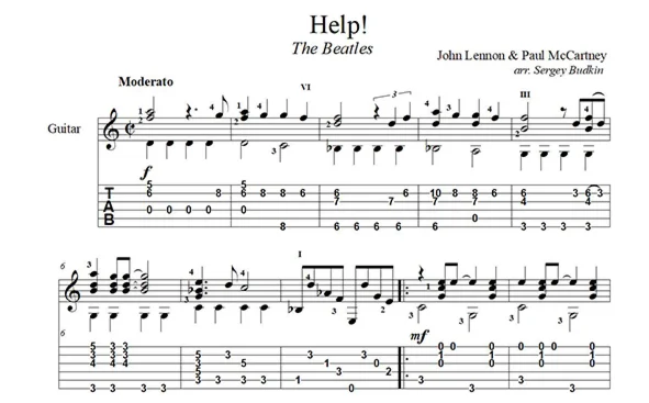 Help! (The Beatles) для гитары