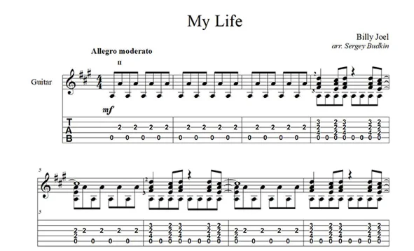 My Life (Билли Джоэл) для гитары