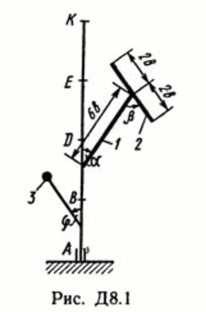 Решение задачи Д8 В16 (рис 1 усл 6) теормех Тарг 1989 г