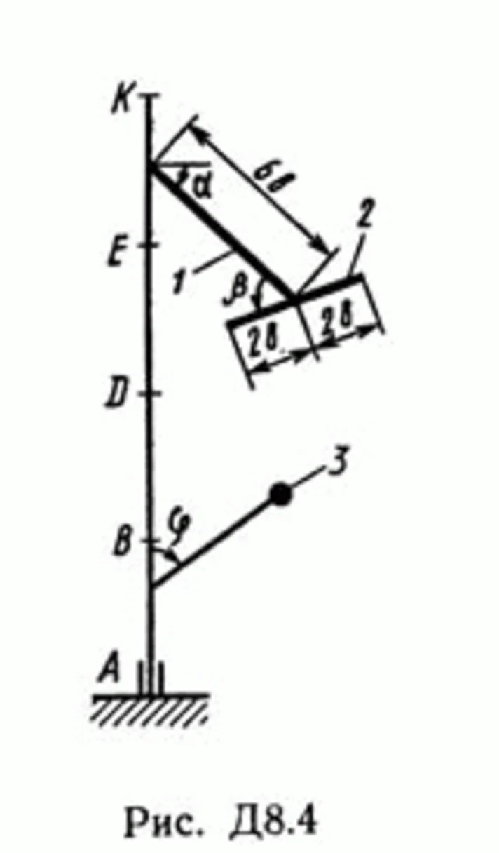 Решение задачи Д8 В43 (рис 4 усл 3) теормех Тарг 1989 г