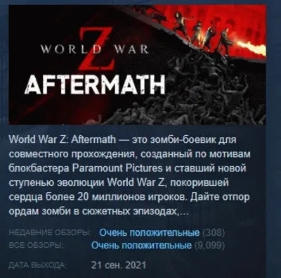 World War Z: Aftermath - Deluxe Edition STEAM KEY РФ+СНГ ЛИЦ