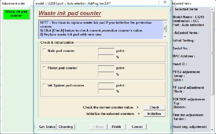 Adjustment program Epson L1218, L1258, L1259, L3218 ...