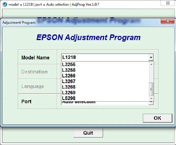 Adjustment program Epson L1218, L1258, L1259, L3218 ...