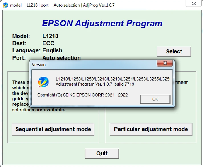 Adjustment program Epson L1218, L1258, L1259, L3218 ...