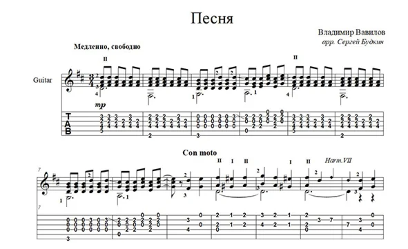 Песня (Владимир Вавилов) для гитары